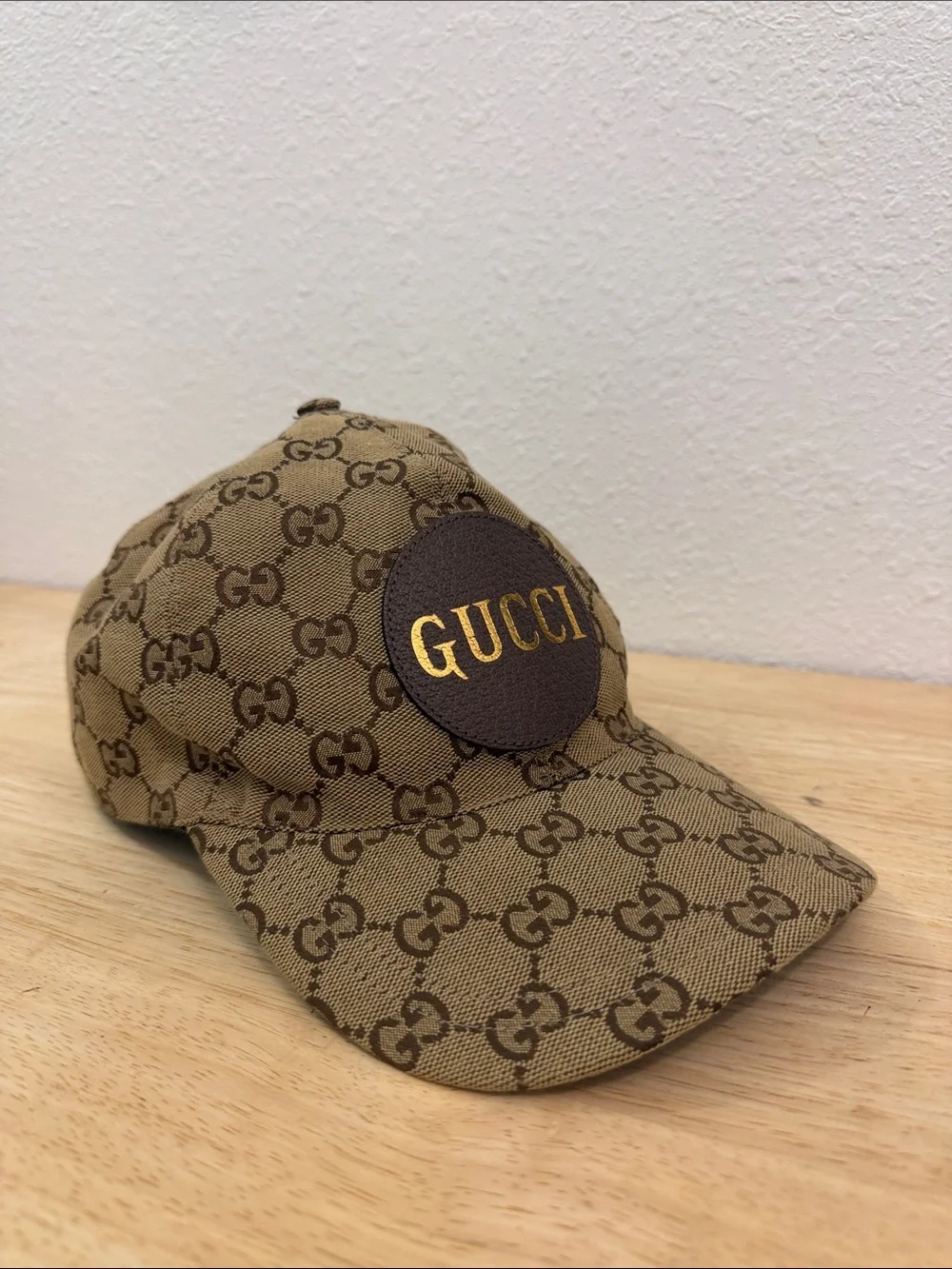 Gucci Tan & Brown GG Canvas Baseball Cap with Logo Patch